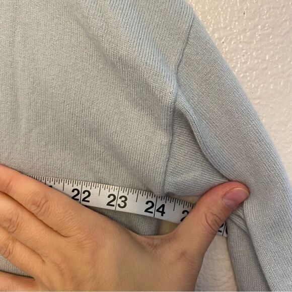 Gap v neck light blue nylon merino extra fine wool long tunic sweater size L - Picture 10 of 10